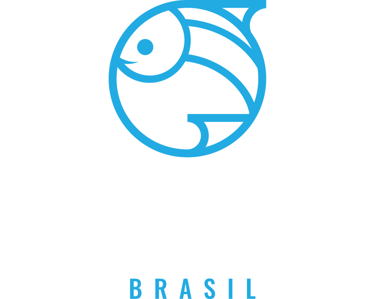 Blue Fish Brasil Logo Branco - Vertical